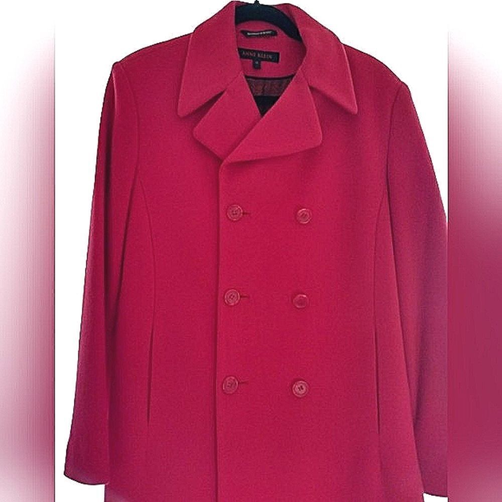 Anne Klein Lambswool Cashmere Coat Double Breasted SZ 10 EUC